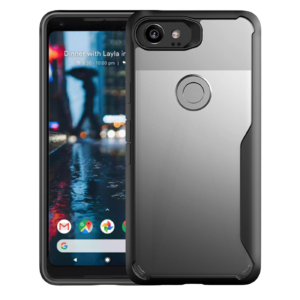 Ipacky Google Pixel 2 XL Shock Proof Anti Slip Clear Transparent Soft TPU Back Cover Case for  (Charcoal Black)