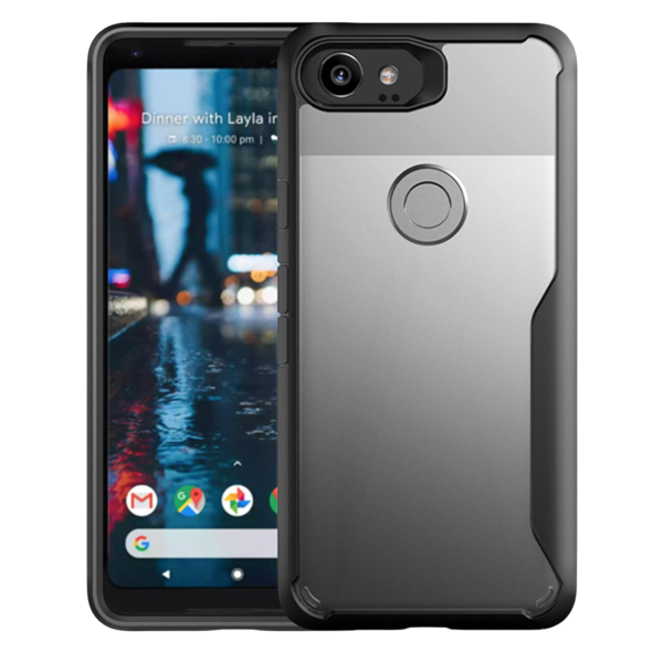 Ipacky Google Pixel 2 XL Shock Proof Anti Slip Clear Transparent Soft TPU Back Cover Case for  (Charcoal Black)